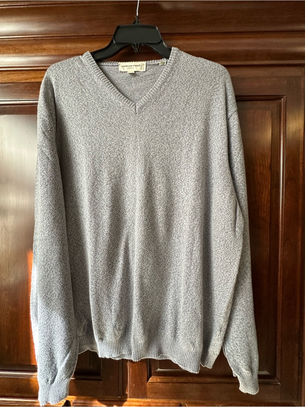 Pronto Uomo Men’s Light Gray V-Neck Sweater Size XL Made in Italy 🇮🇹